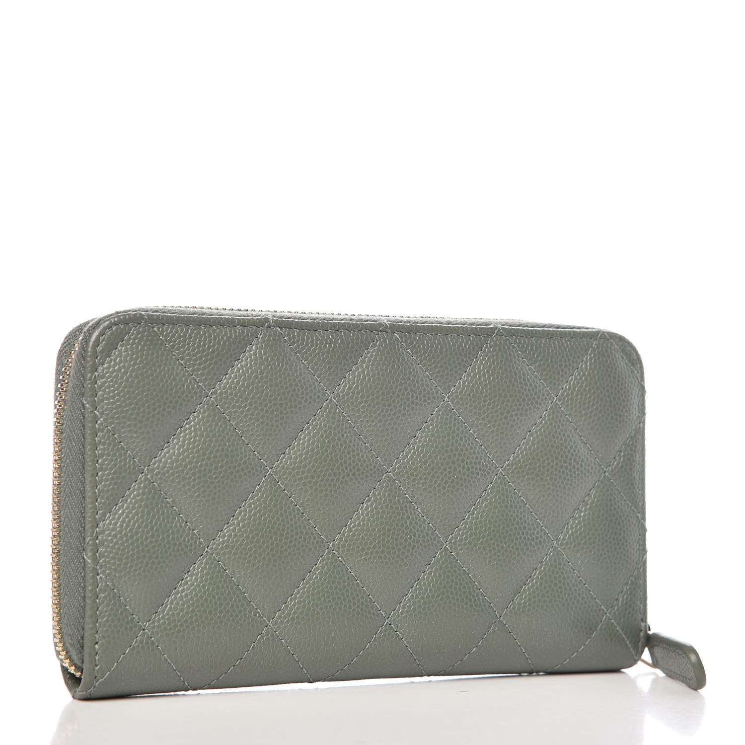 Chanel Iridescent Caviar Quilted Medium Zip Around Wallet Light Green 3 of 9