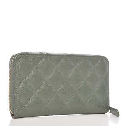 Chanel Iridescent Caviar Quilted Medium Zip Around Wallet Light Green 3 of 9