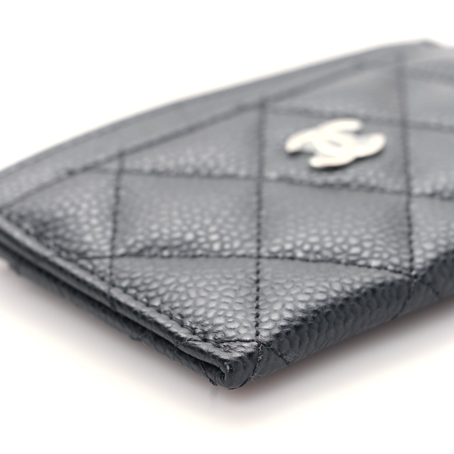 Caviar Quilted Card Holder Black