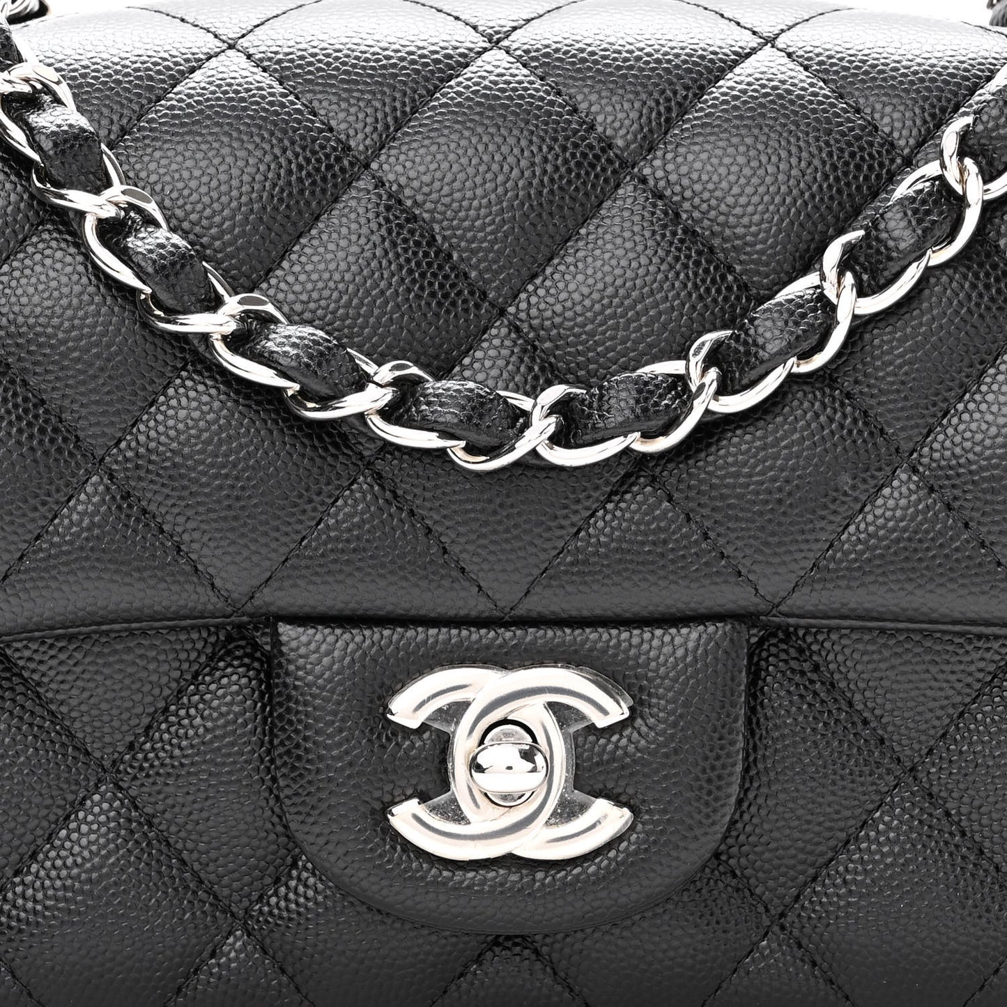 Caviar Quilted Mini Rectangular Flap Black