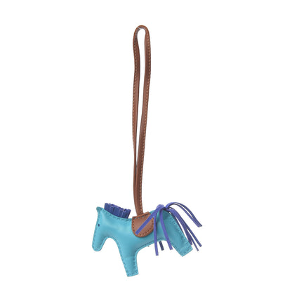 Hermes Milo Lambskin Grigri Rodeo Horse Bag Charm PM Bleu Azteque Bleu Electrique Fauve 1 of 4