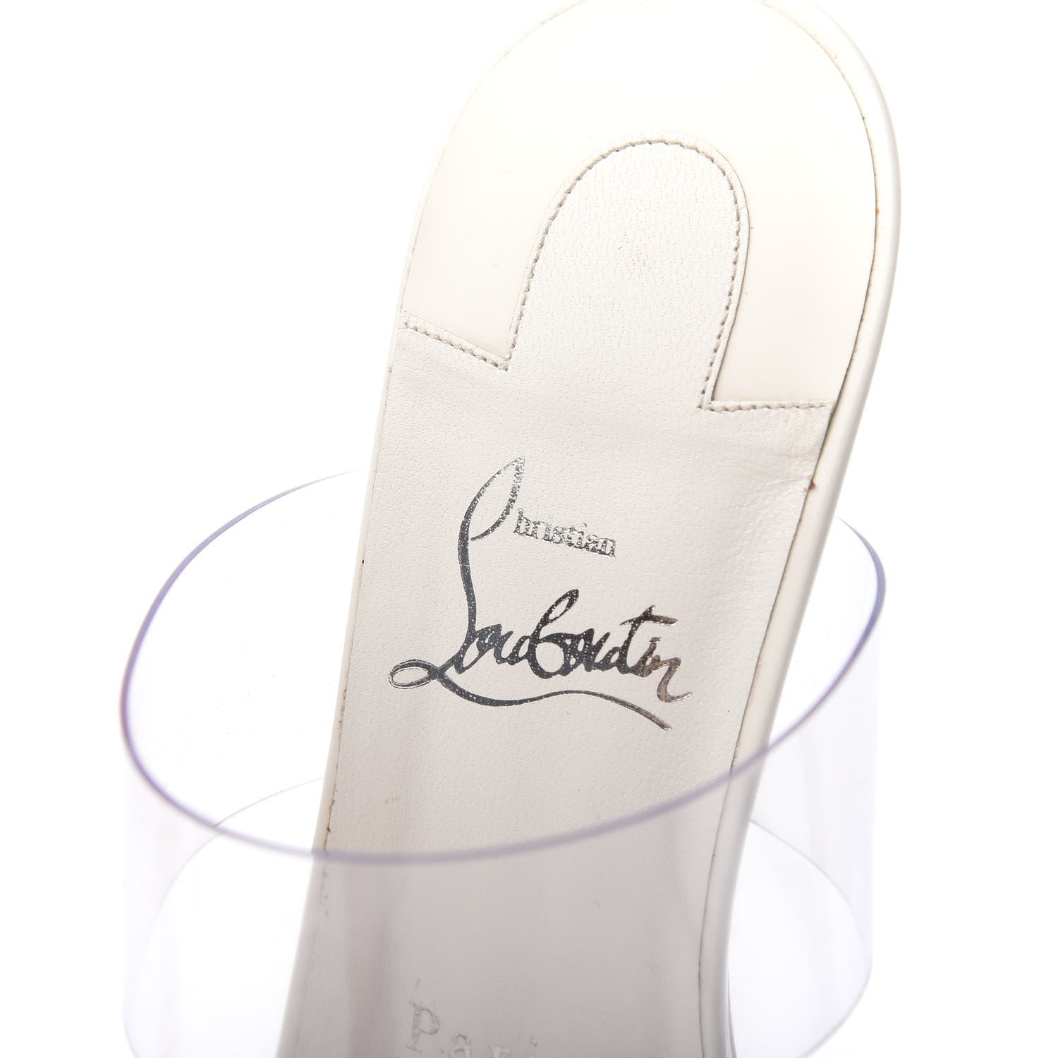 Christian Louboutin Patent PVC Just Nothing 85 Slide Sandals 38 White 6 of 9