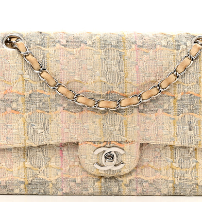 Chanel Tweed Quilted Medium Double Flap Beige Multicolor 8 of 14