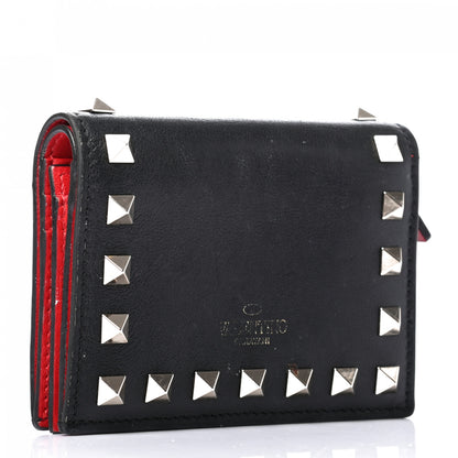 Valentino Garavani Calfskin Rockstud French Flap Wallet Black 3 of 7