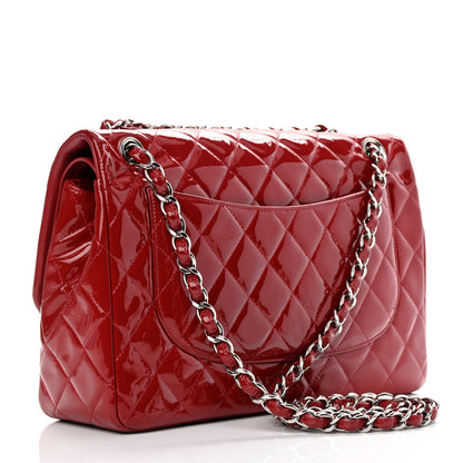 Chanel Patent Quilted Jumbo Double Flap Red 3 of 17