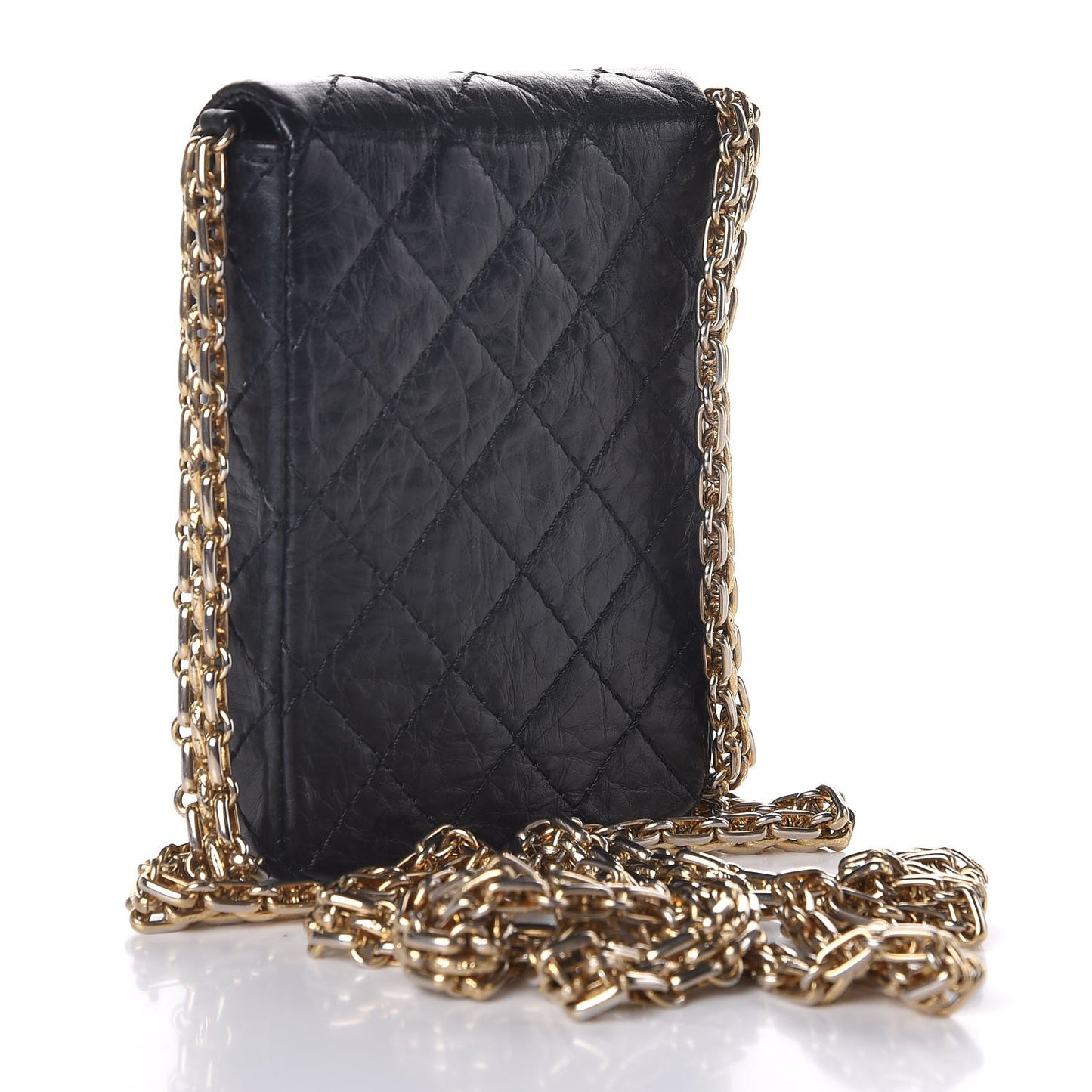 Aged Calfskin Quilted 2.55 Reissue Phone Case Black