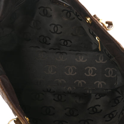 Chanel Woven Straw Quilted Shopping Tote Brown 5 of 10