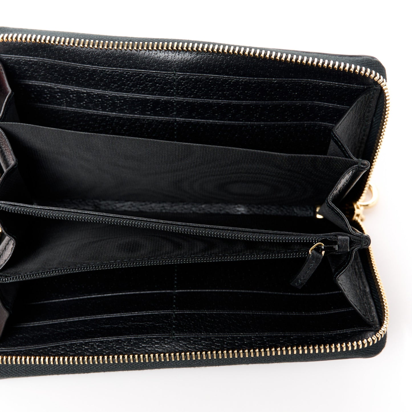 Calfskin Web Ophidia Zip Around Wallet Black