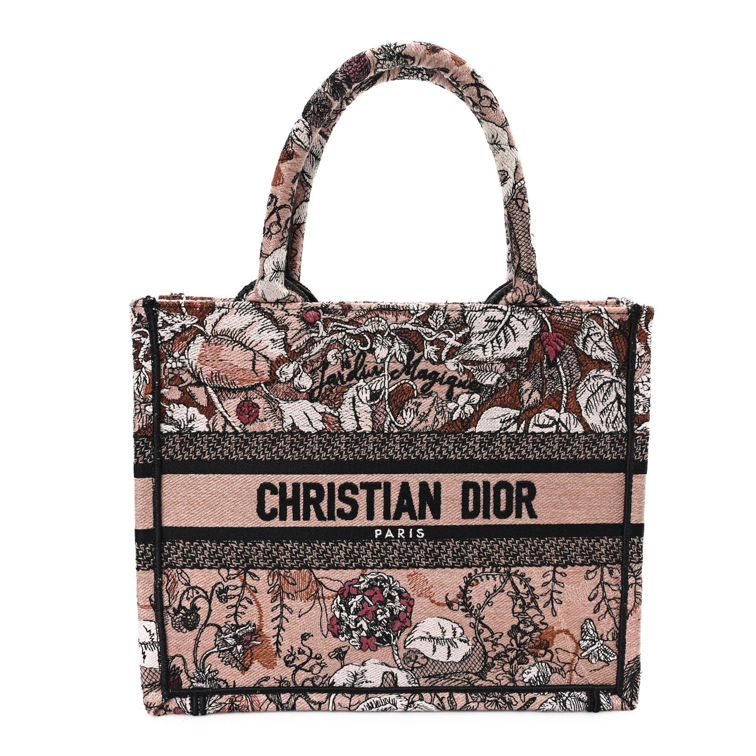 Christian Dior Canvas Embroidered Small Jardin Magique Book Tote Power Pink 1 of 10