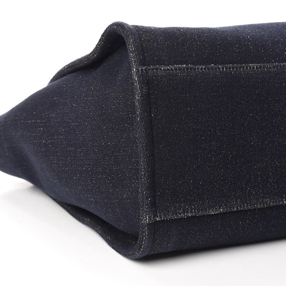 Chanel Lurex Canvas Medium Deauville Tote Navy Blue Gold 9 of 11
