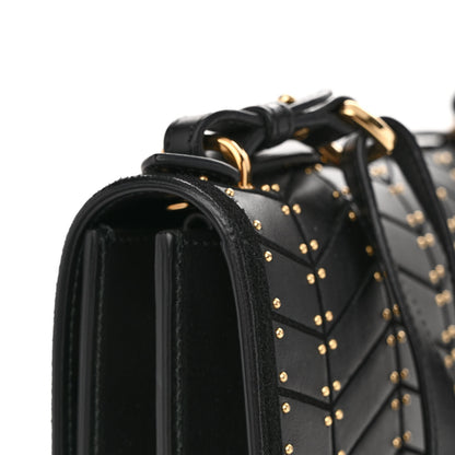 Salvatore Ferragamo Calfskin Suede Studded Aileen Shoulder Bag Black 12 of 14