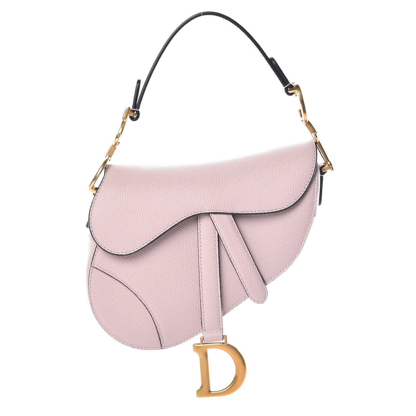 Grained Calfskin Mini Saddle Bag Light Pink