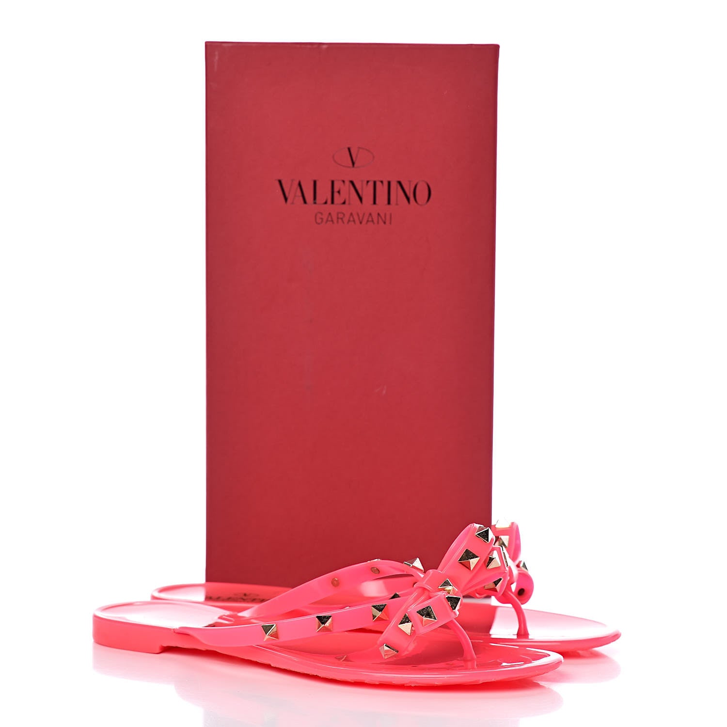 Valentino Garavani PVC Jelly Rockstud Bow Thong Sandals 39 Fuxia Fluo 11 of 11