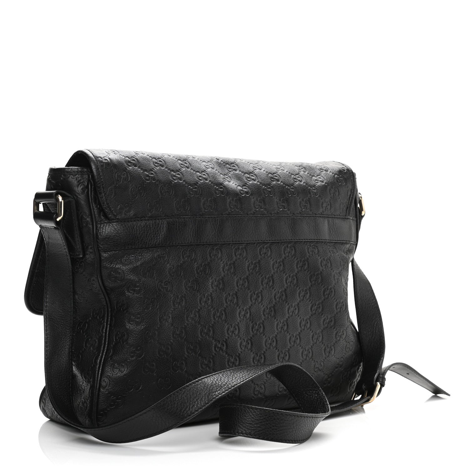 Gucci Guccissima Medium Flap Messenger Bag Black 3 of 14