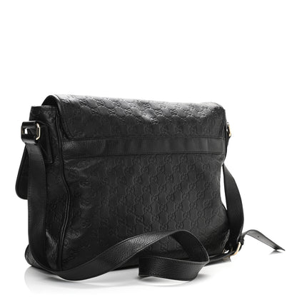 Gucci Guccissima Medium Flap Messenger Bag Black 3 of 14