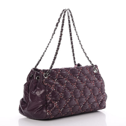 Chanel Nylon Quilted Tweed Stitch Bubble Tote Plum 3 of 7