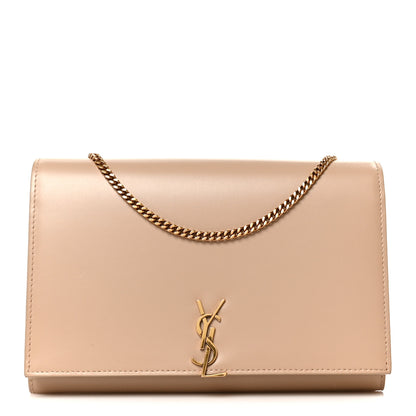Saint Laurent Glossy Calfskin Monogram Chain Wallet Dark Beige 1 of 10