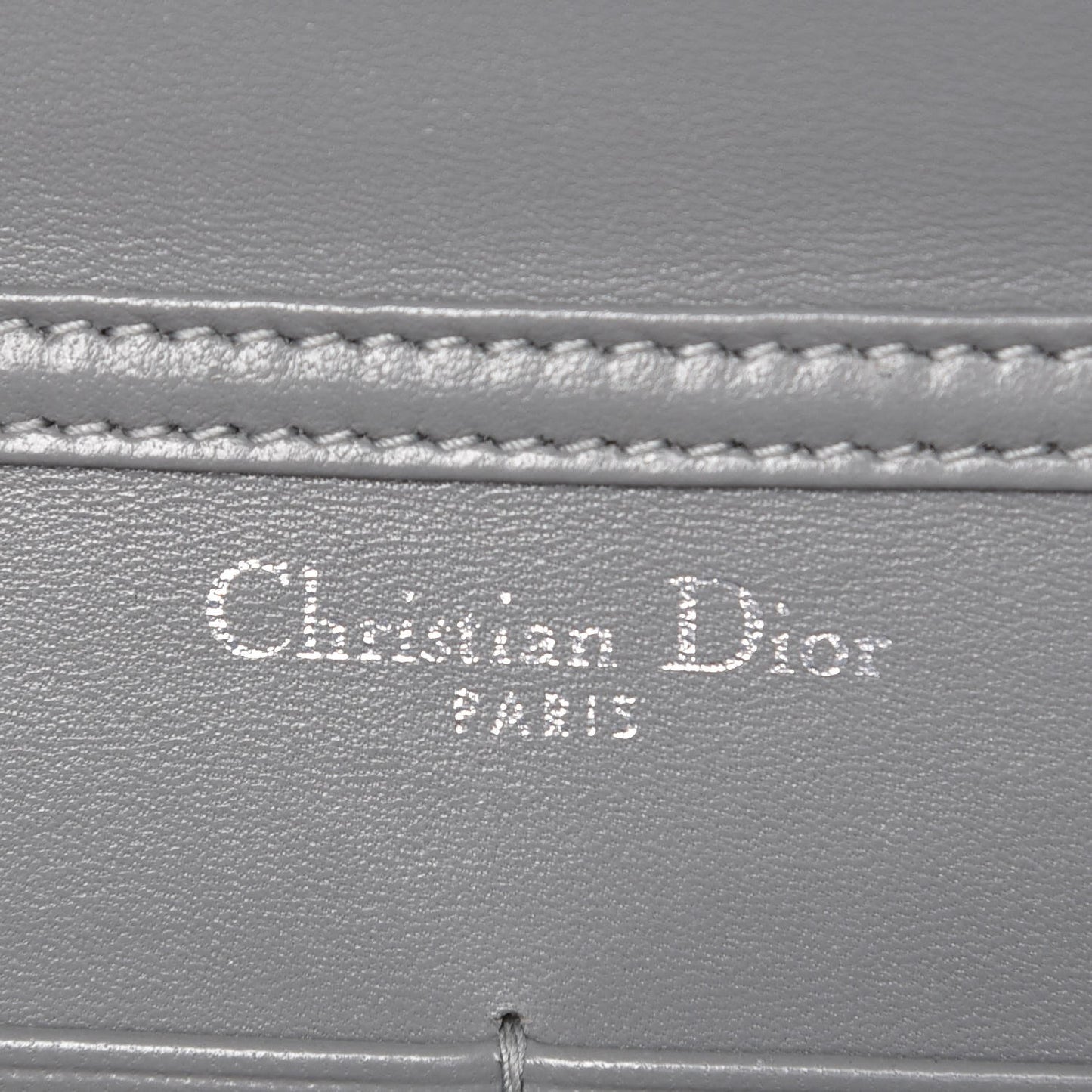 Grained Calfskin Diorama Wallet on Chain Pouch Gris