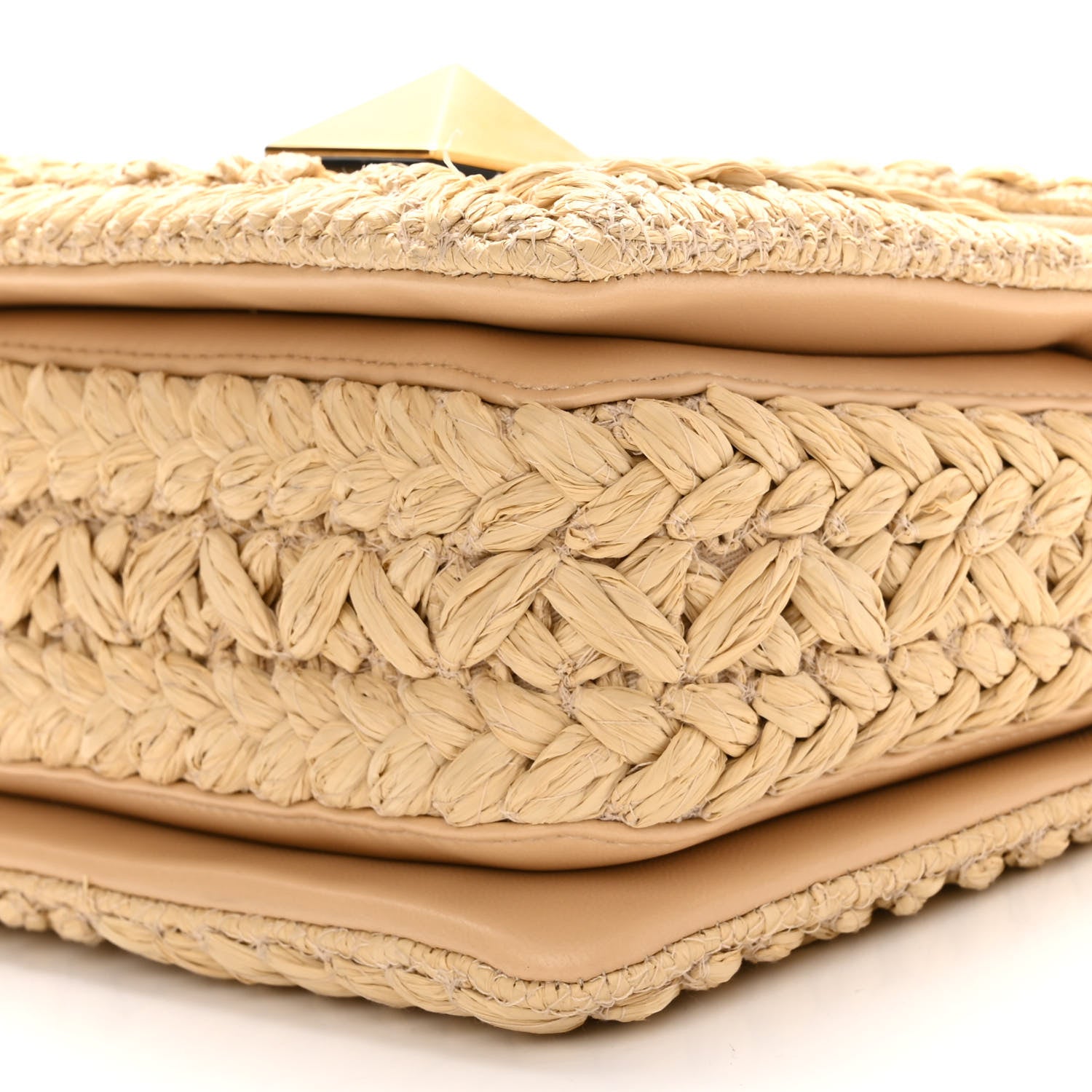 Valentino Garavani Raffia One Stud Chain Clutch Natural 9 of 10