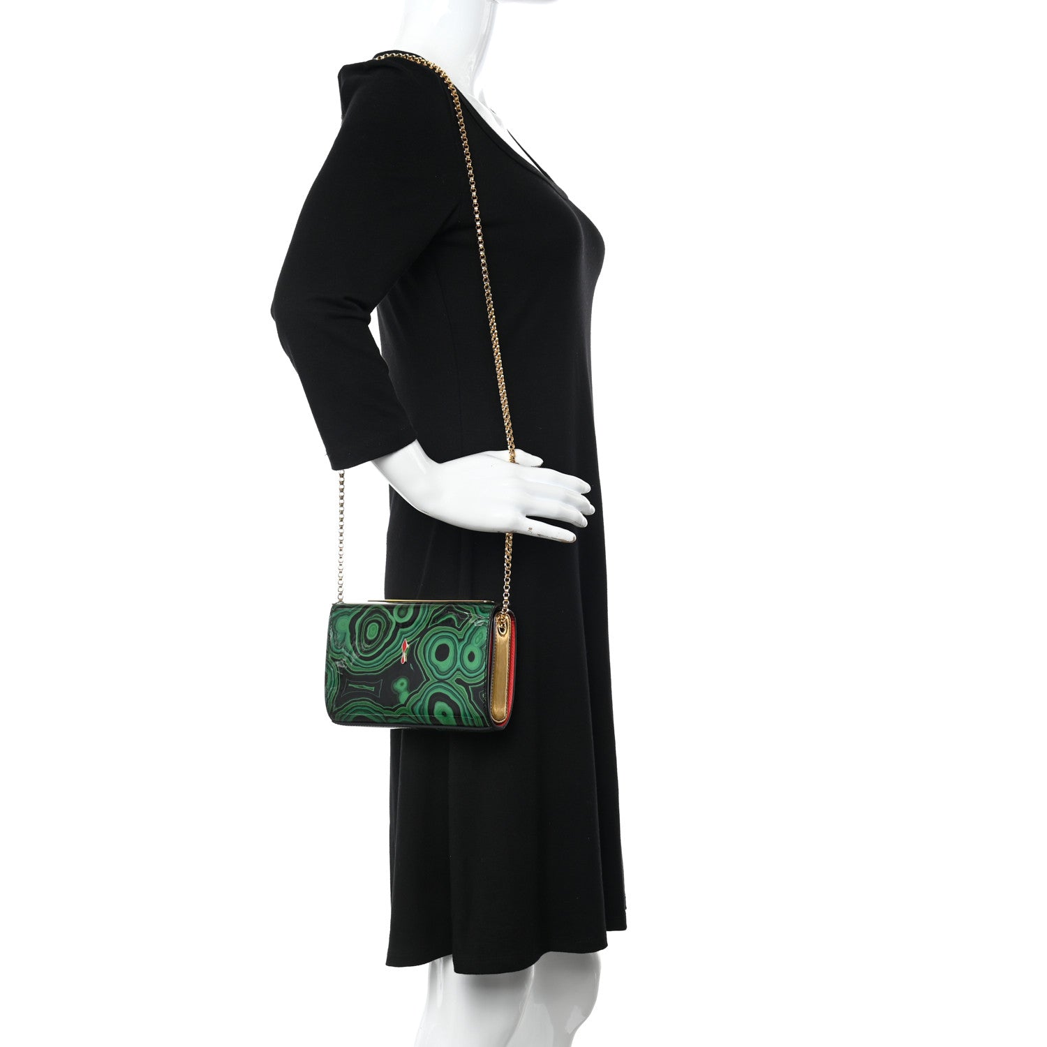 Christian Louboutin Patent Crystal Malachite Vanite Clutch Green Multicolor 2 of 10