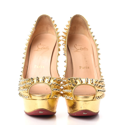 Christian Louboutin Specchio Lady Peep Spikes 150 Pumps 37 Gold 2 of 11