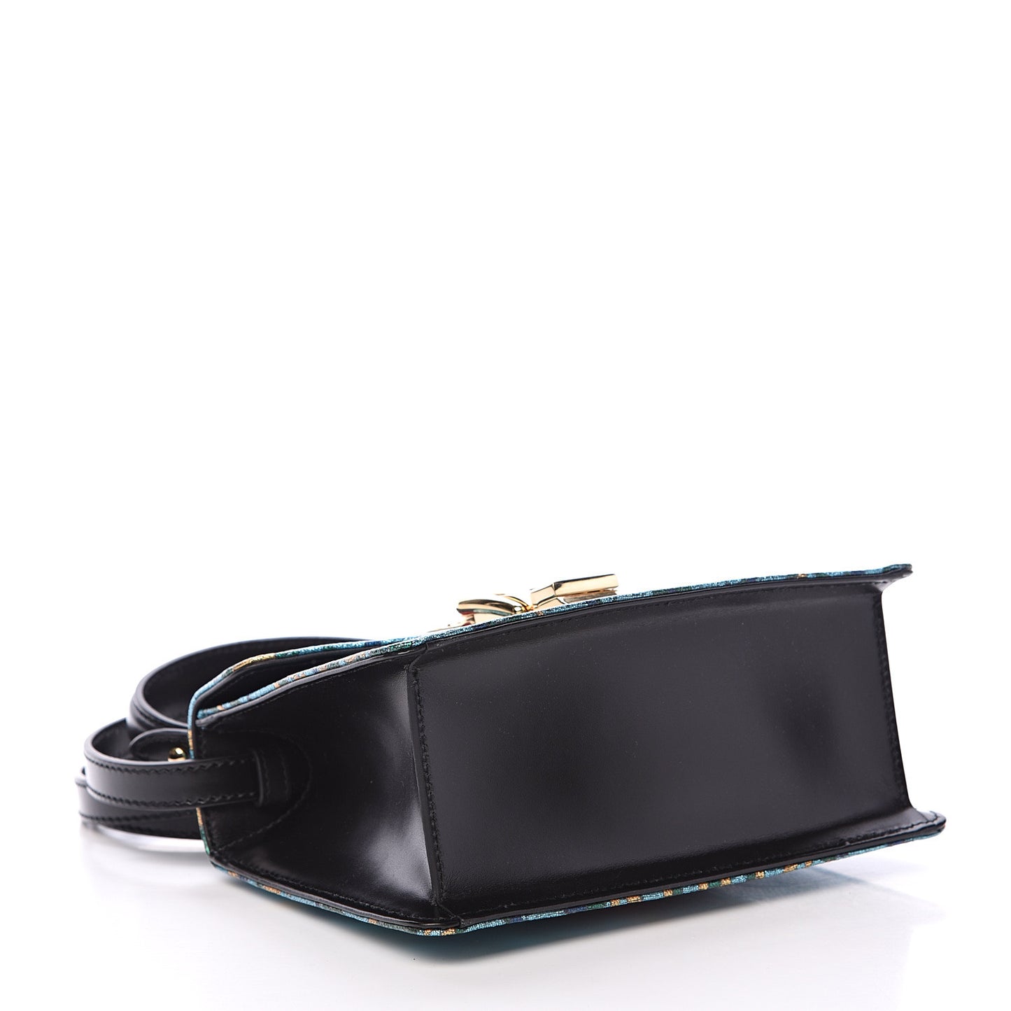Iridescent Brocade Mini Sylvie Top Handle Bag Azure