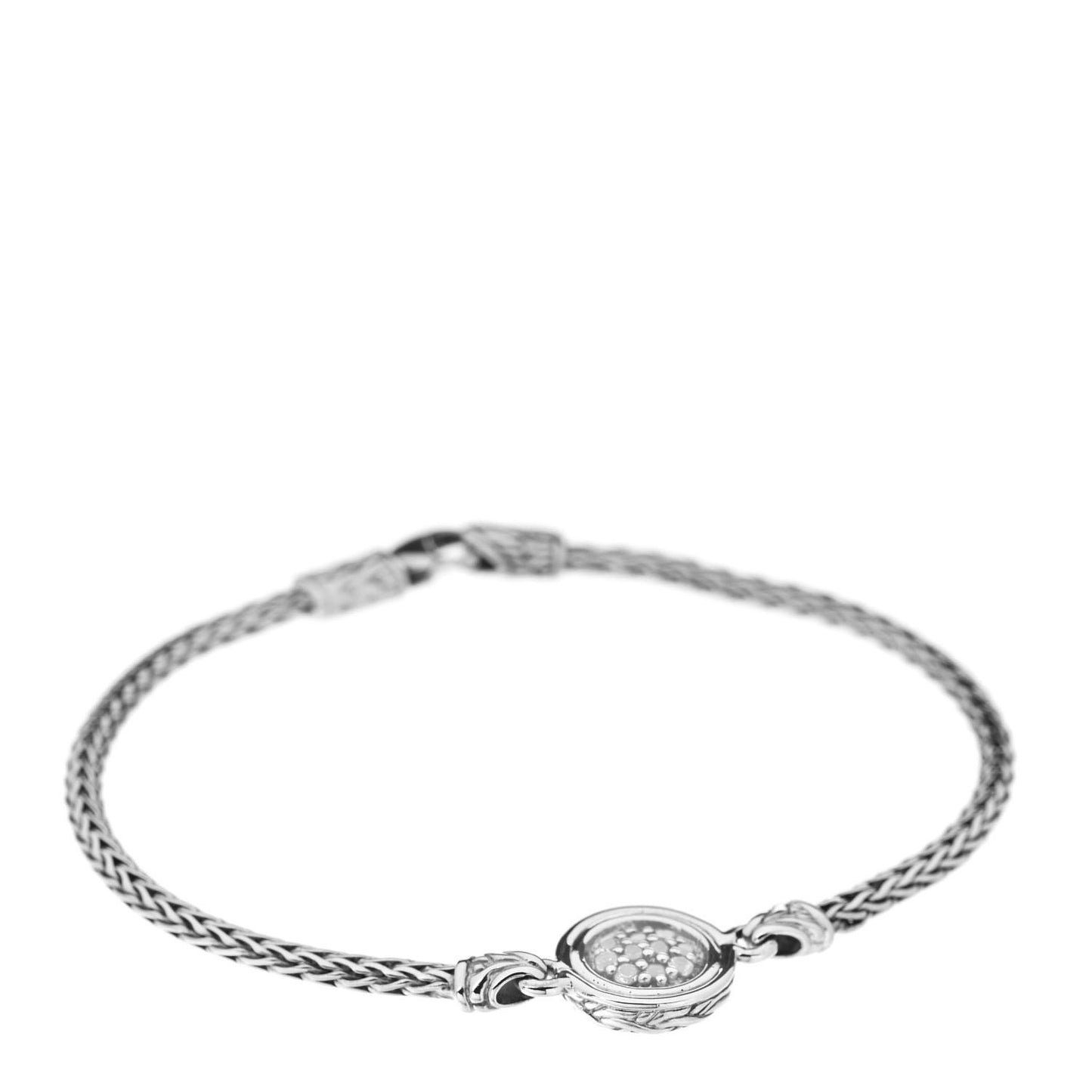 Sterling Silver White Sapphire Classic Chain Round Station Bracelet