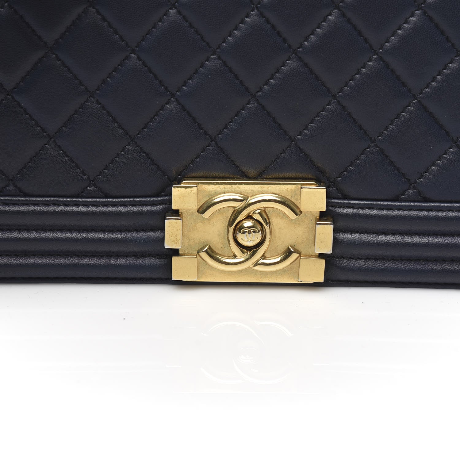 Chanel Lambskin Quilted Medium Boy Flap Dark Blue 10 of 11