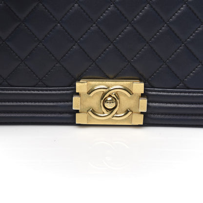 Chanel Lambskin Quilted Medium Boy Flap Dark Blue 10 of 11