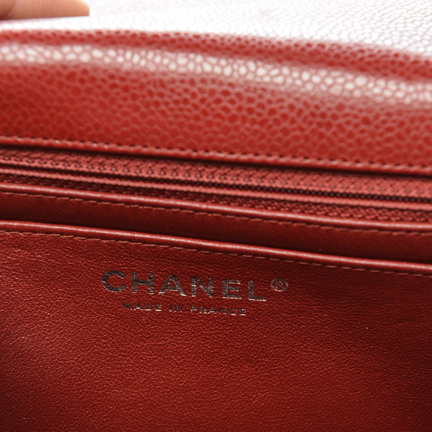 Caviar Quilted Mini Square Flap Dark Red