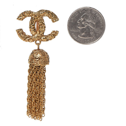 Chanel CC Chain Tassel Clip On Earrings Gold 2 of 4