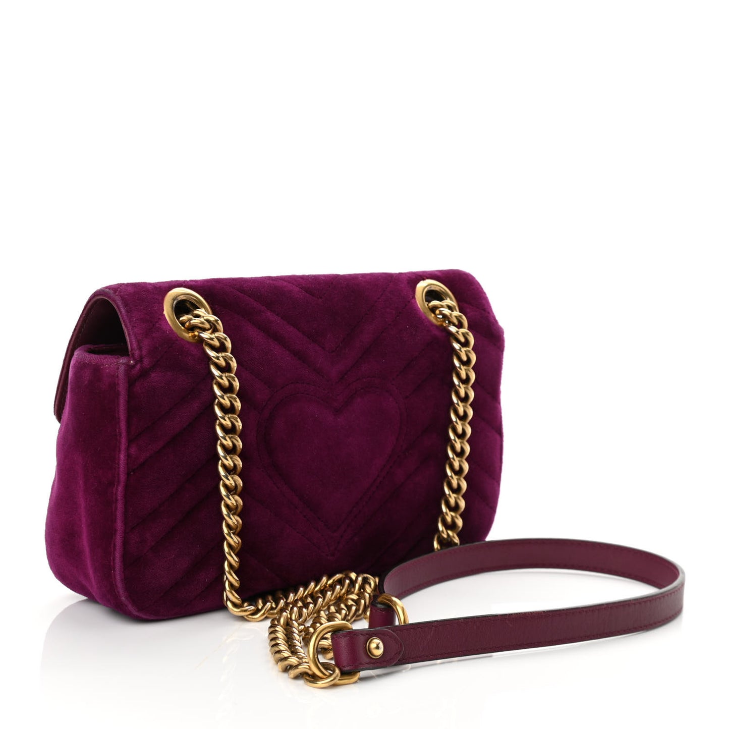 Velvet Matelasse Mini GG Marmont Shoulder Bag Fuchsia Violet Cyclamen