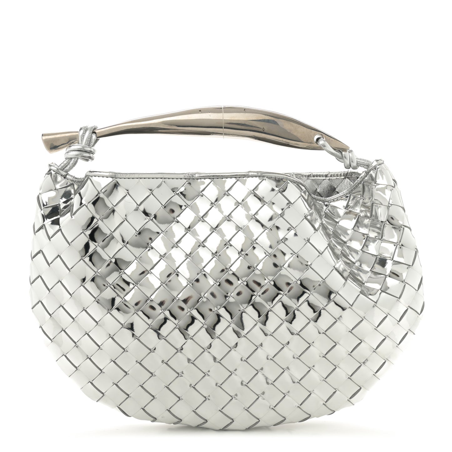Mirror Laminated Nappa Intrecciato Sardine Bag Silver