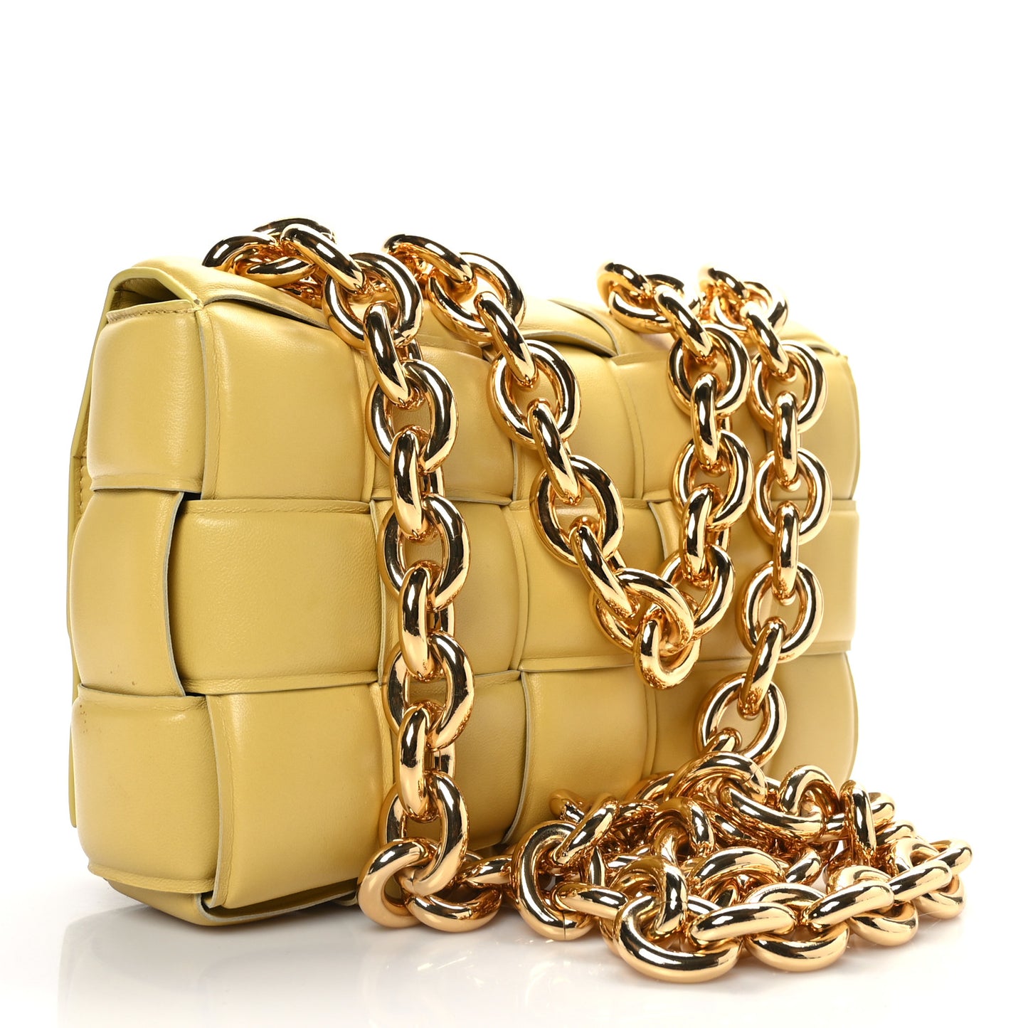 Lambskin Maxi Intreccio Padded Chain Cassette Crossbody Bag Corn