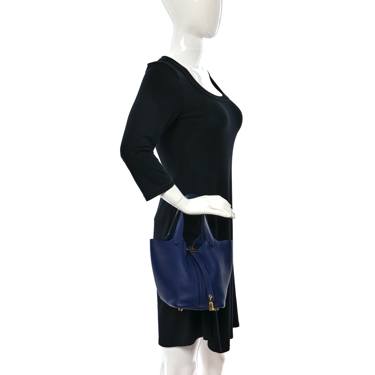 Hermes Taurillon Clemence Picotin Lock 18 PM Bleu Encre 2 of 8