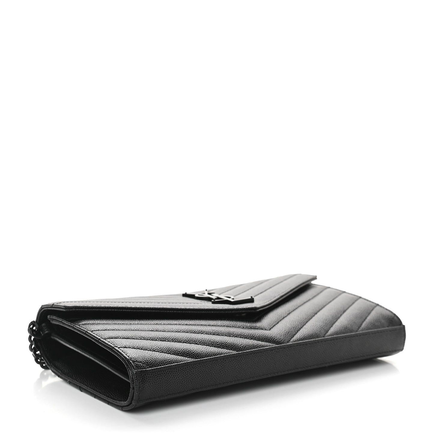 Grain De Poudre Matelasse Chevron Monogram Chain Wallet Black