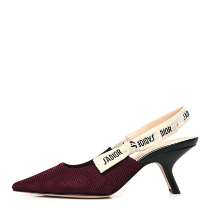 Christian Dior Technical Canvas Ribbon J Adior Slingback 65mm Pumps 36.5 Rouge Black 1 of 9