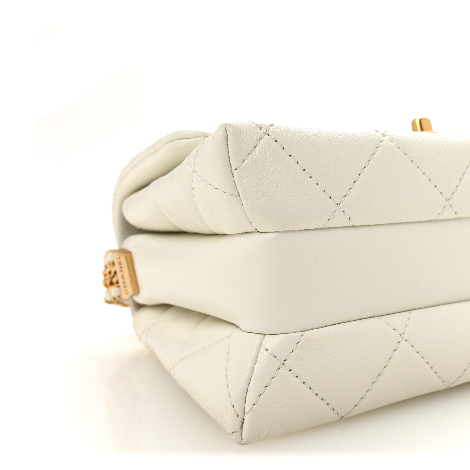 Chanel Lambskin Quilted Small CC Crystal Logo Chain Flap White 9 of 11