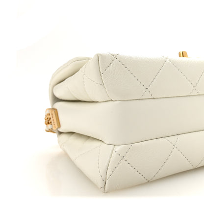 Chanel Lambskin Quilted Small CC Crystal Logo Chain Flap White 9 of 11