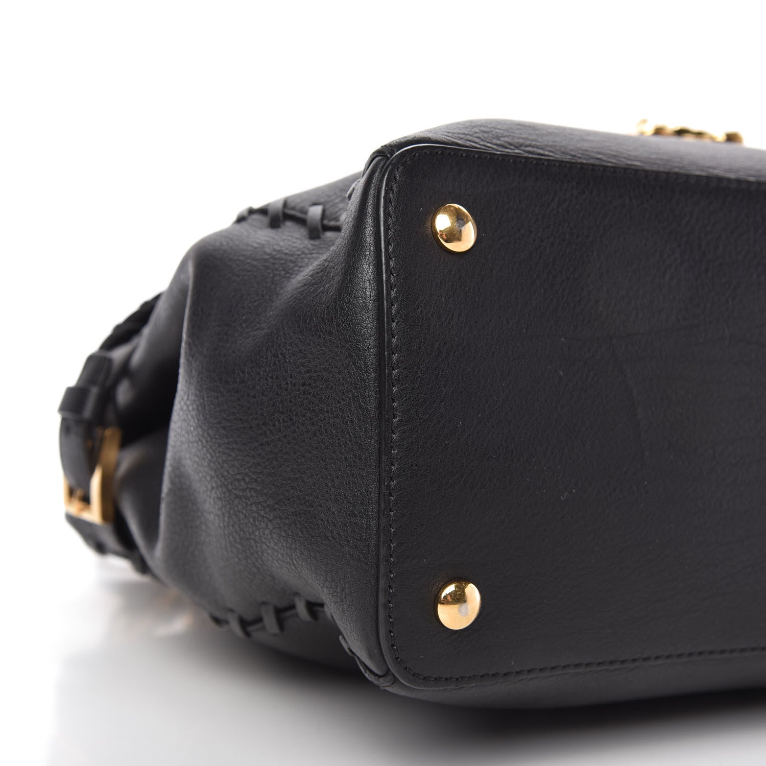 Versace Calfskin Whipstitch Palazzo Top Handle Satchel Black 6 of 10