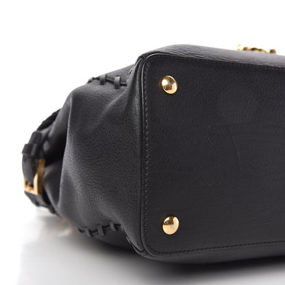 Versace Calfskin Whipstitch Palazzo Top Handle Satchel Black 6 of 10