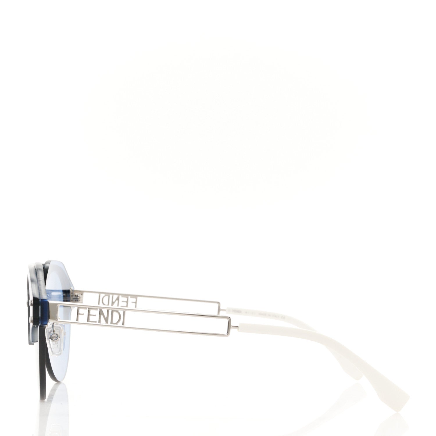 Fendi Metal Acetate The Technicolor FF Aviator Sunglasses FE40027U Blue Silver 3 of 8