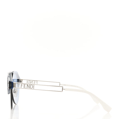 Fendi Metal Acetate The Technicolor FF Aviator Sunglasses FE40027U Blue Silver 3 of 8