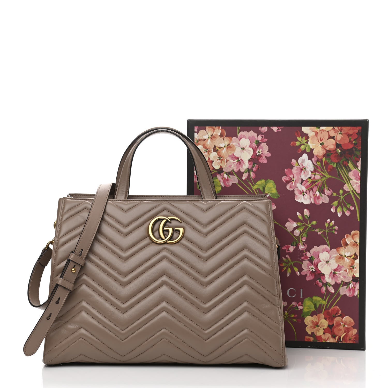 Gucci Calfskin Matelasse Medium GG Marmont Tote Porcelain Rose 12 of 12