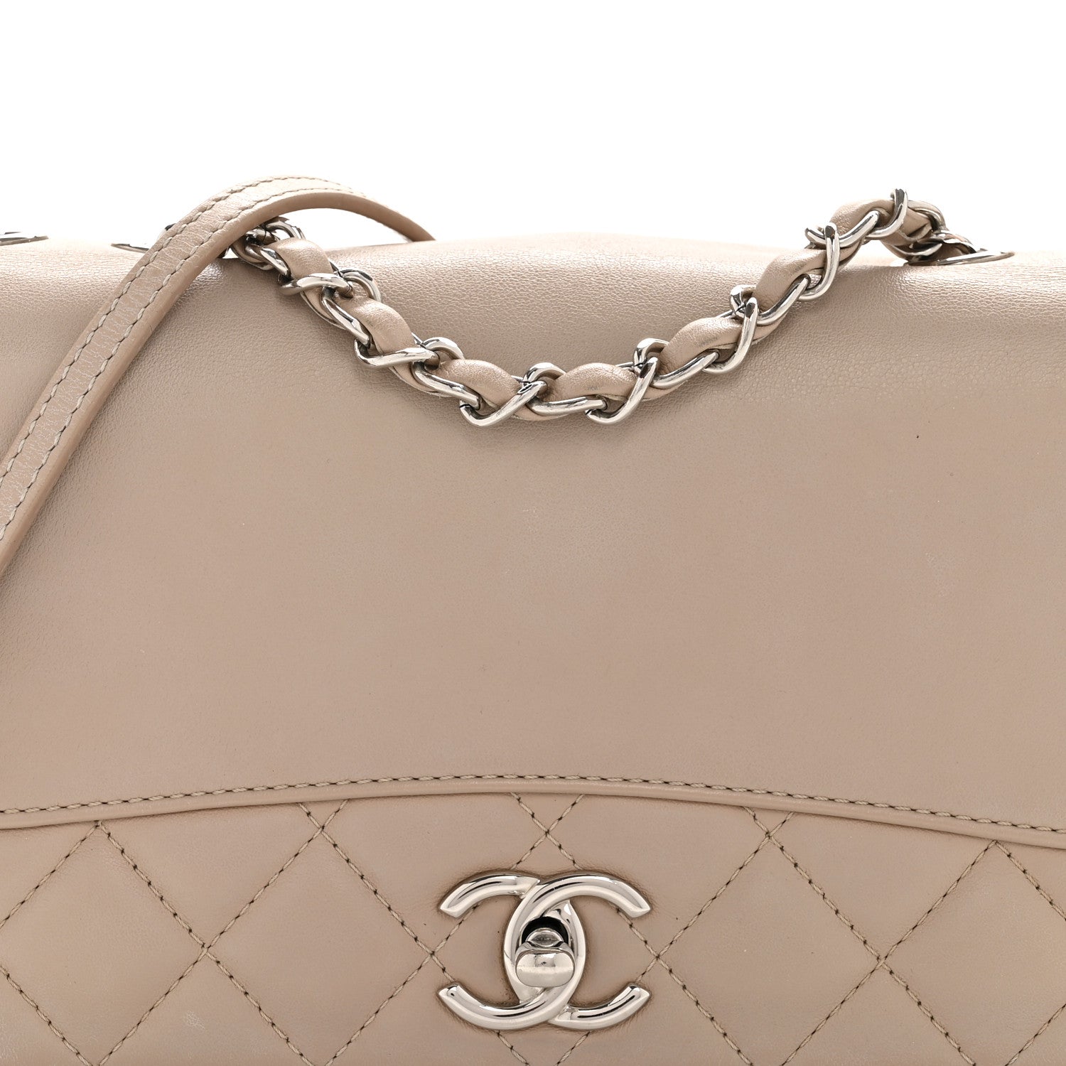 Chanel Calfskin Small Tramezzo Flap Beige 8 of 13
