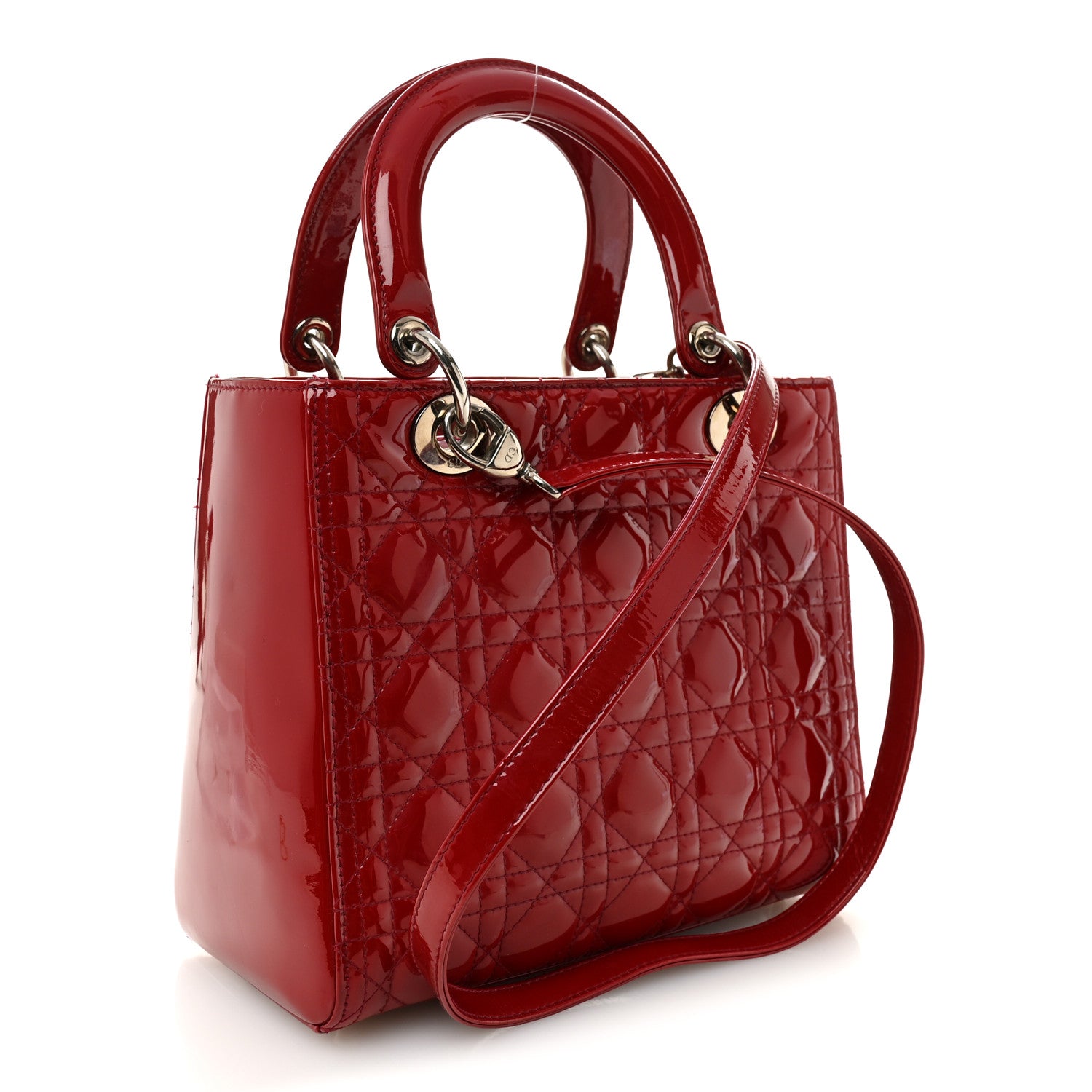 Christian Dior Patent Cannage Medium Lady Dior Red 3 of 10