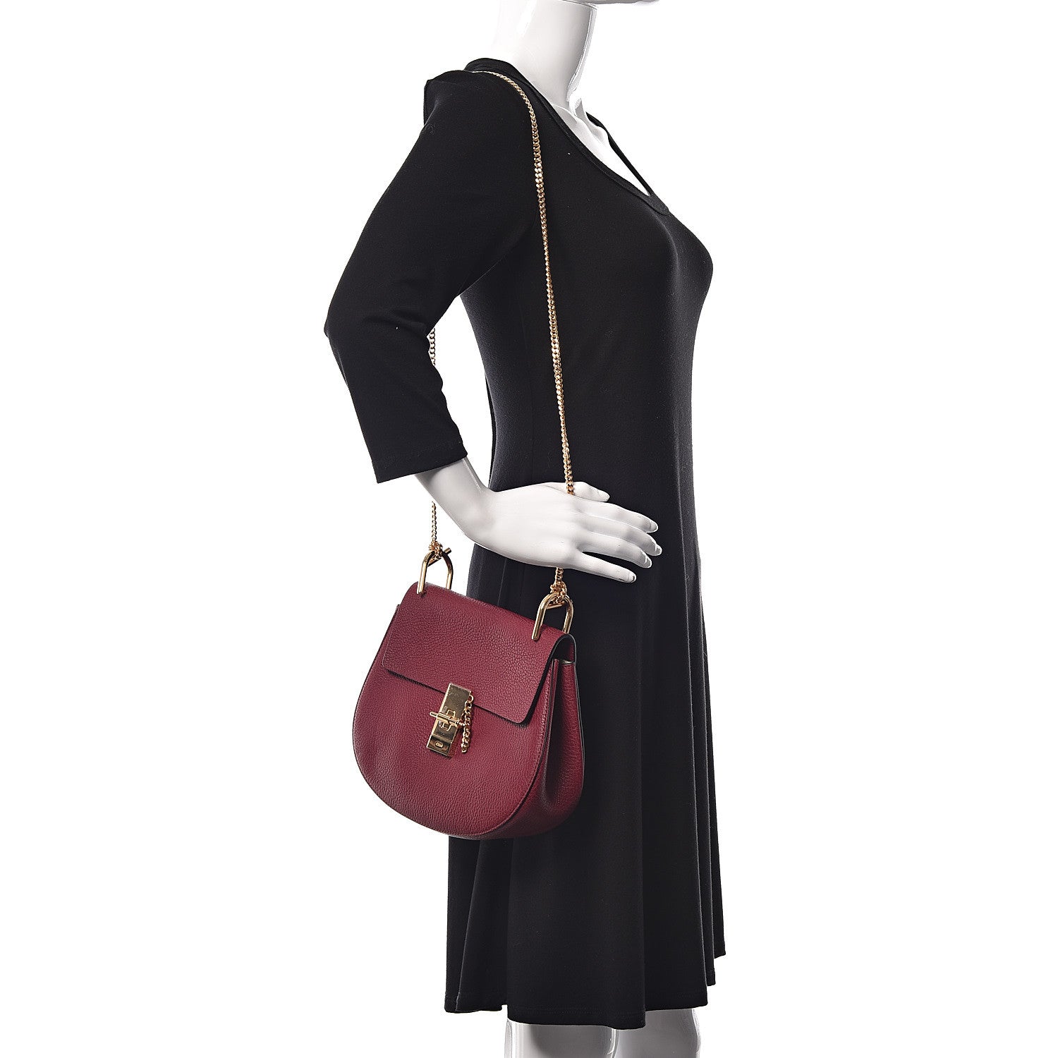 Chloe Grained Lambskin Drew Shoulder Bag Wine Purple 2 of 8