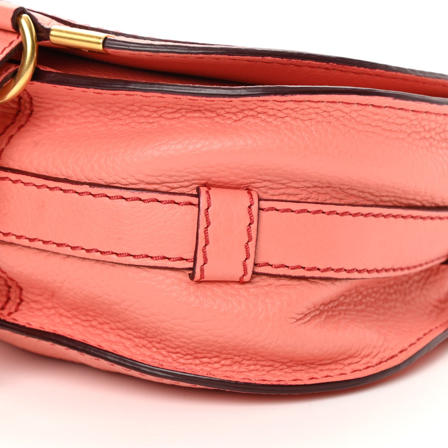 Calfskin Mini Marcie Round Crossbody Bag Coral Pop