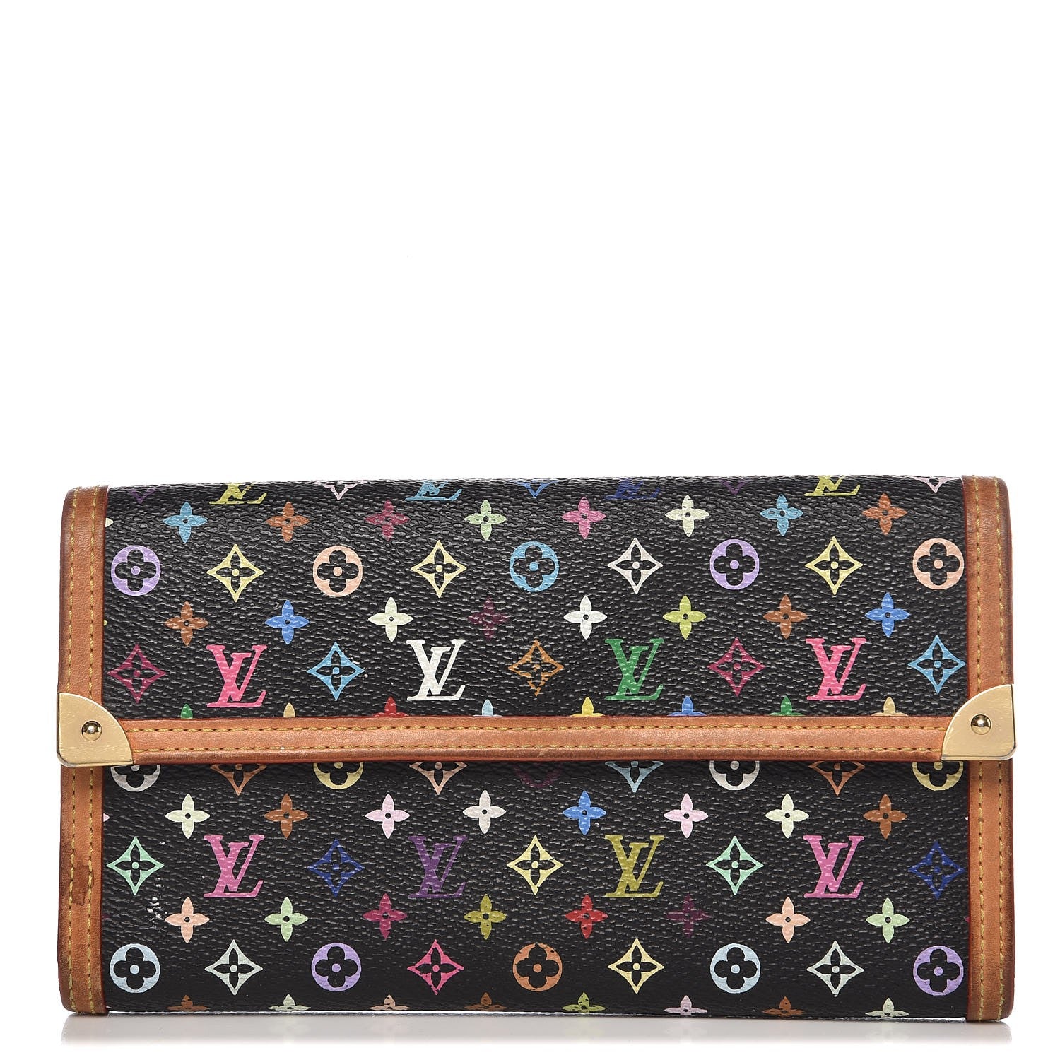 Louis Vuitton Monogram Multicolor Porte Tresor International Wallet Black 1 of 14