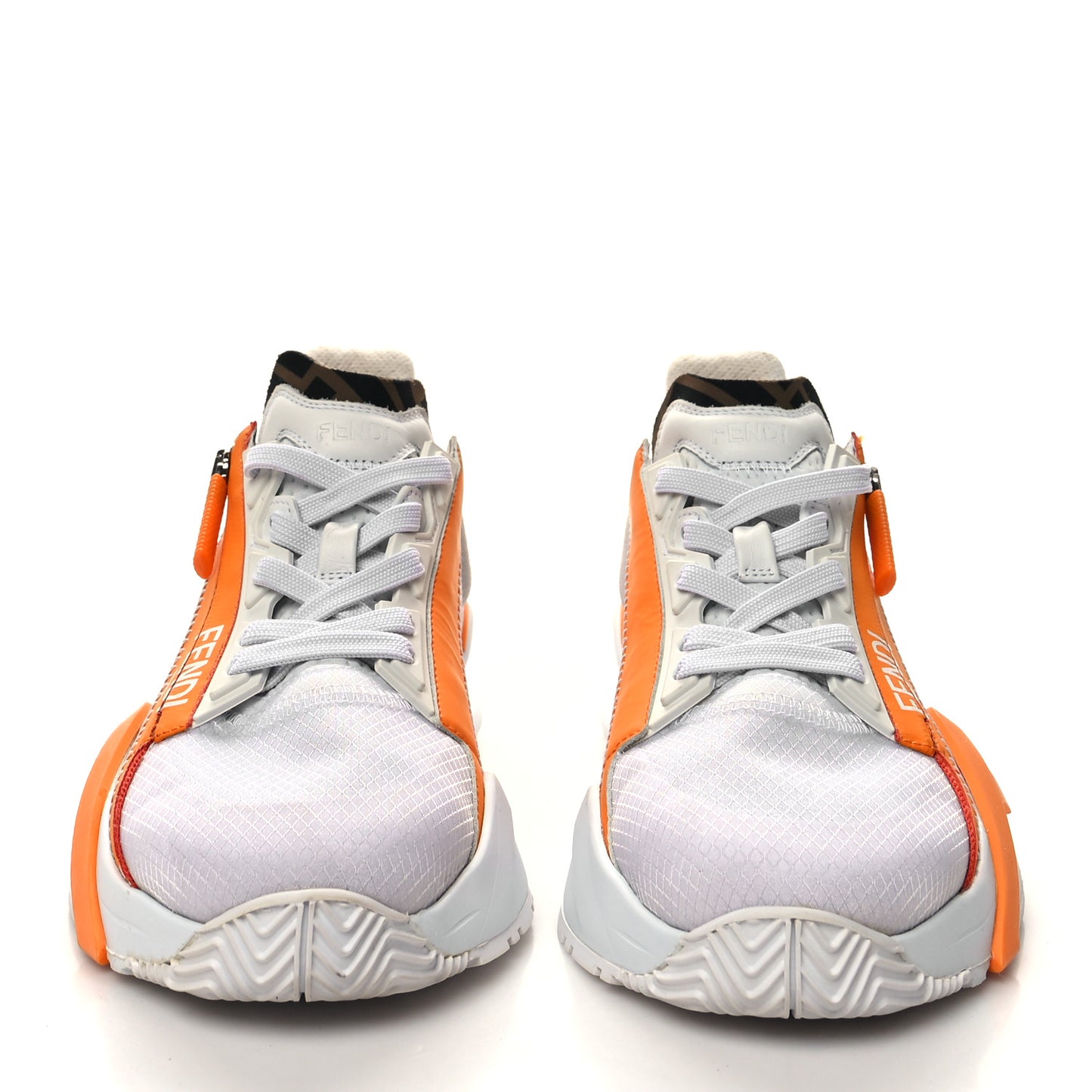 Nylon Suede Transparent Fendi Flow Low Top Sneakers 36 White Orange
